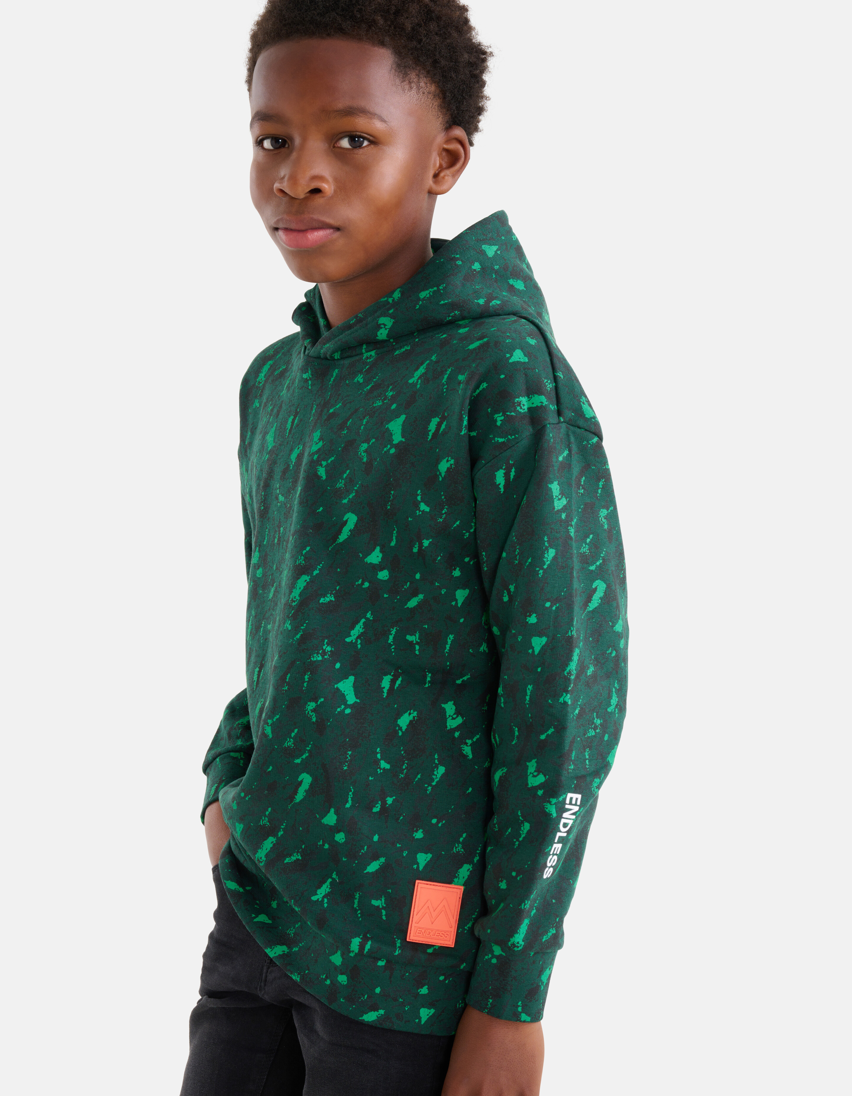 Printed Hoodie Donkergroen SHOEBY BOYS