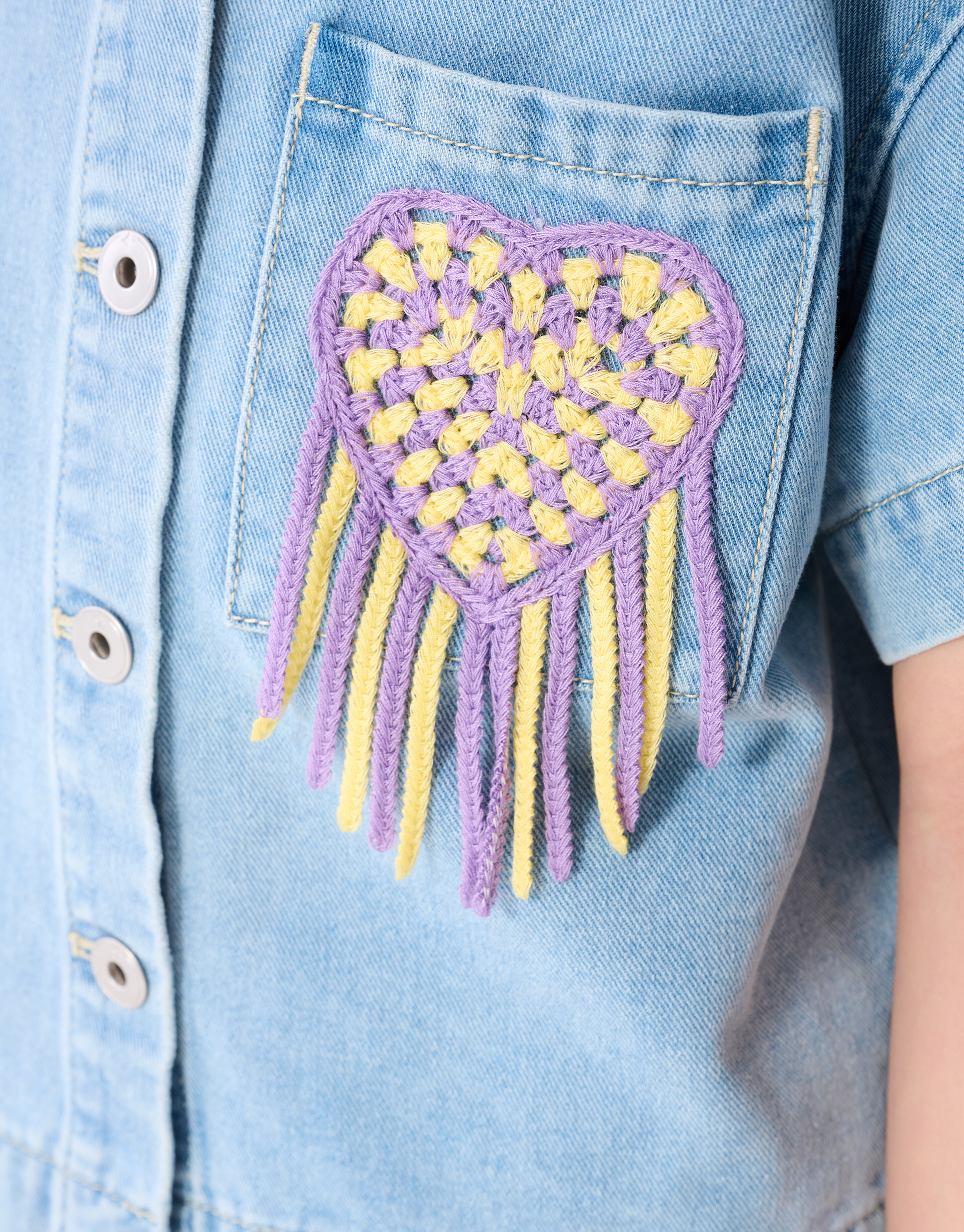 Crochet Denim Blouse Lichtblauw SHOEBY GIRLS
