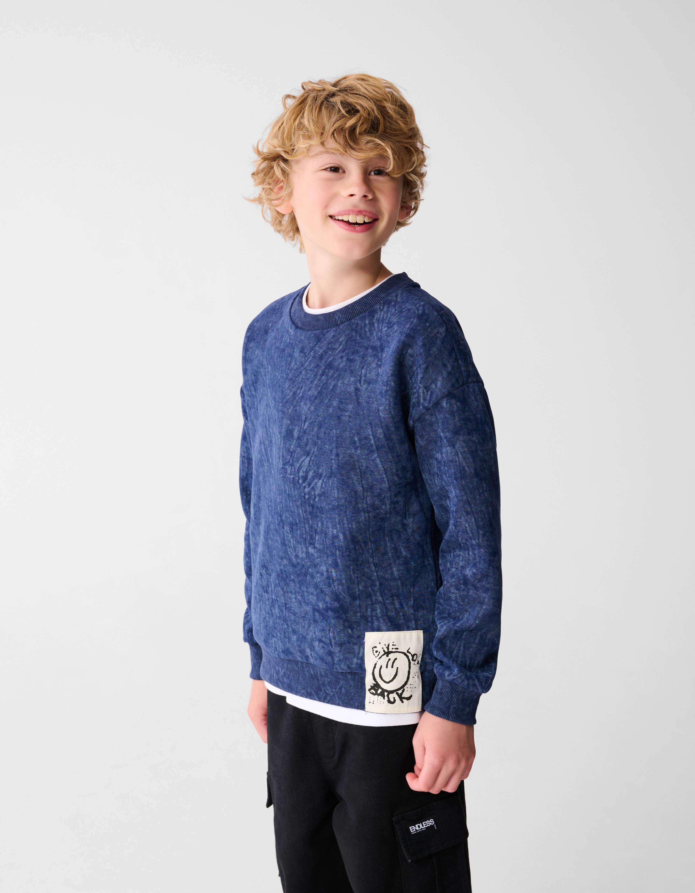 Texture Sweater Blauw SHOEBY BOYS