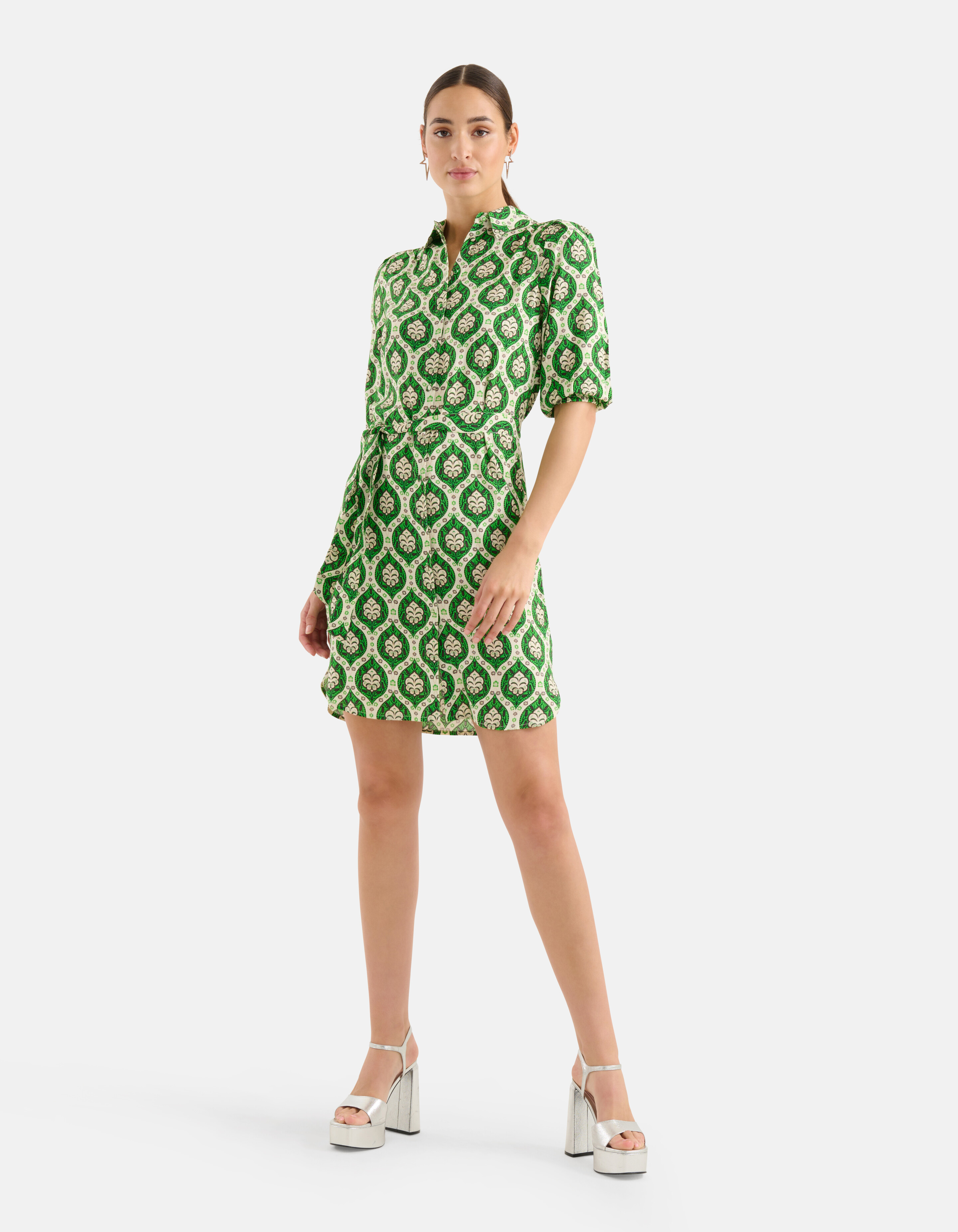 Printed Midi Jurk Groen SHOEBY WOMEN