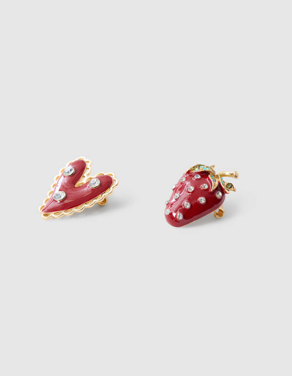 Strawberry Heart Broche Set Rood SHOEBY ACCESSOIRES