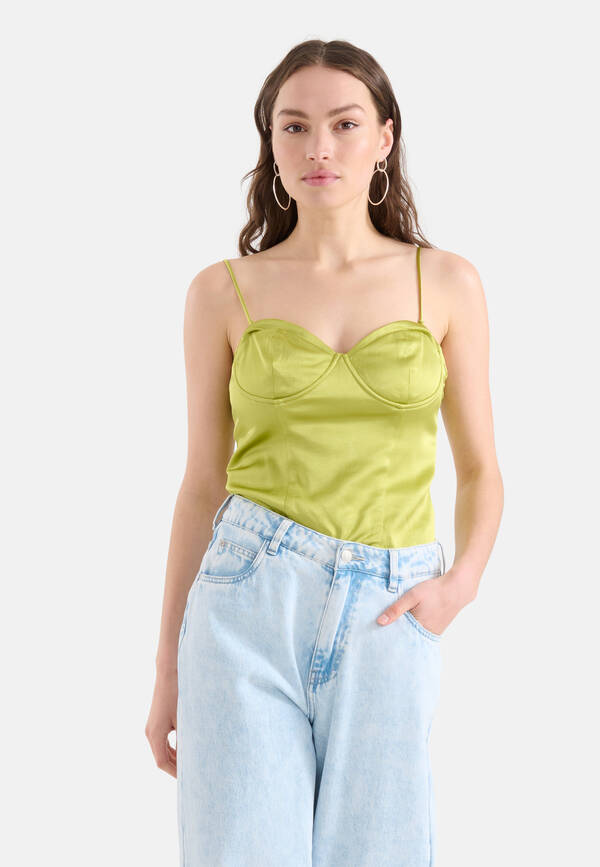 Satijnen Corset Top Groen SHOEBY WOMEN