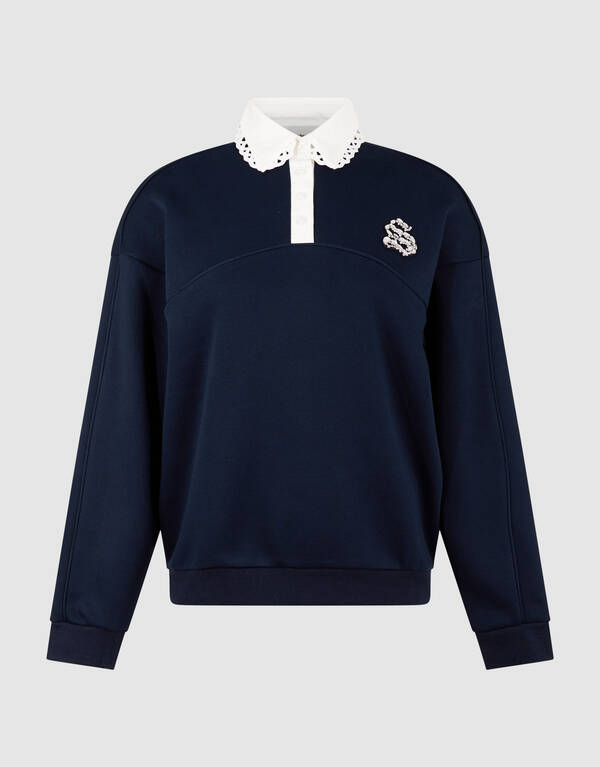 Sporty Polo Sweater Donkerblauw SHOEBY WOMEN