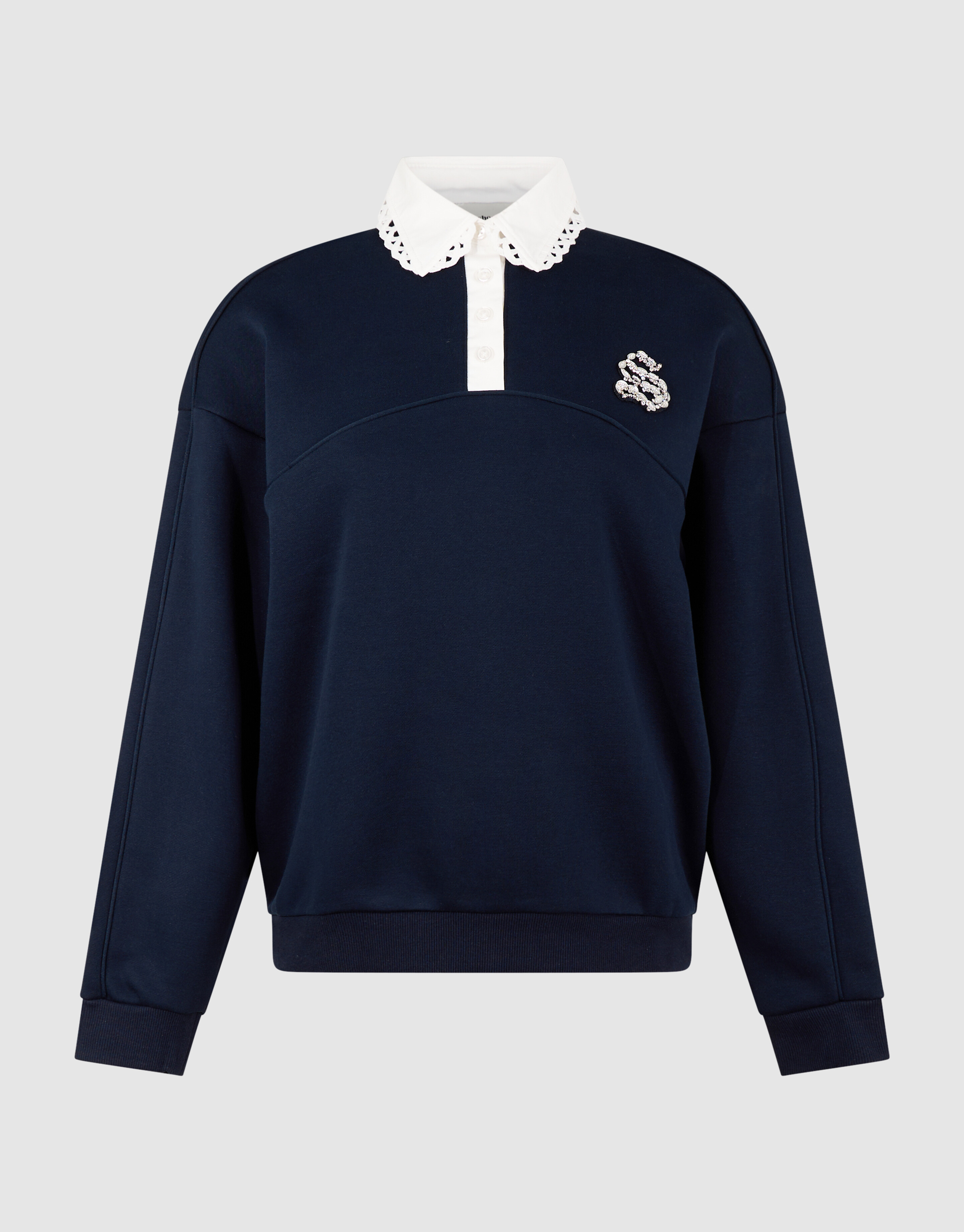 Sporty Polo Sweater Donkerblauw SHOEBY WOMEN