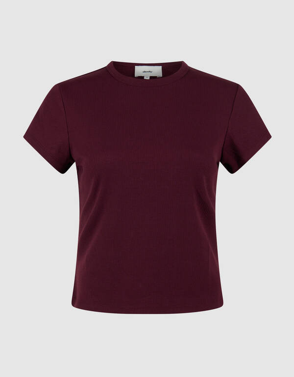 Rib T-shirt Donkerrood SHOEBY WOMEN
