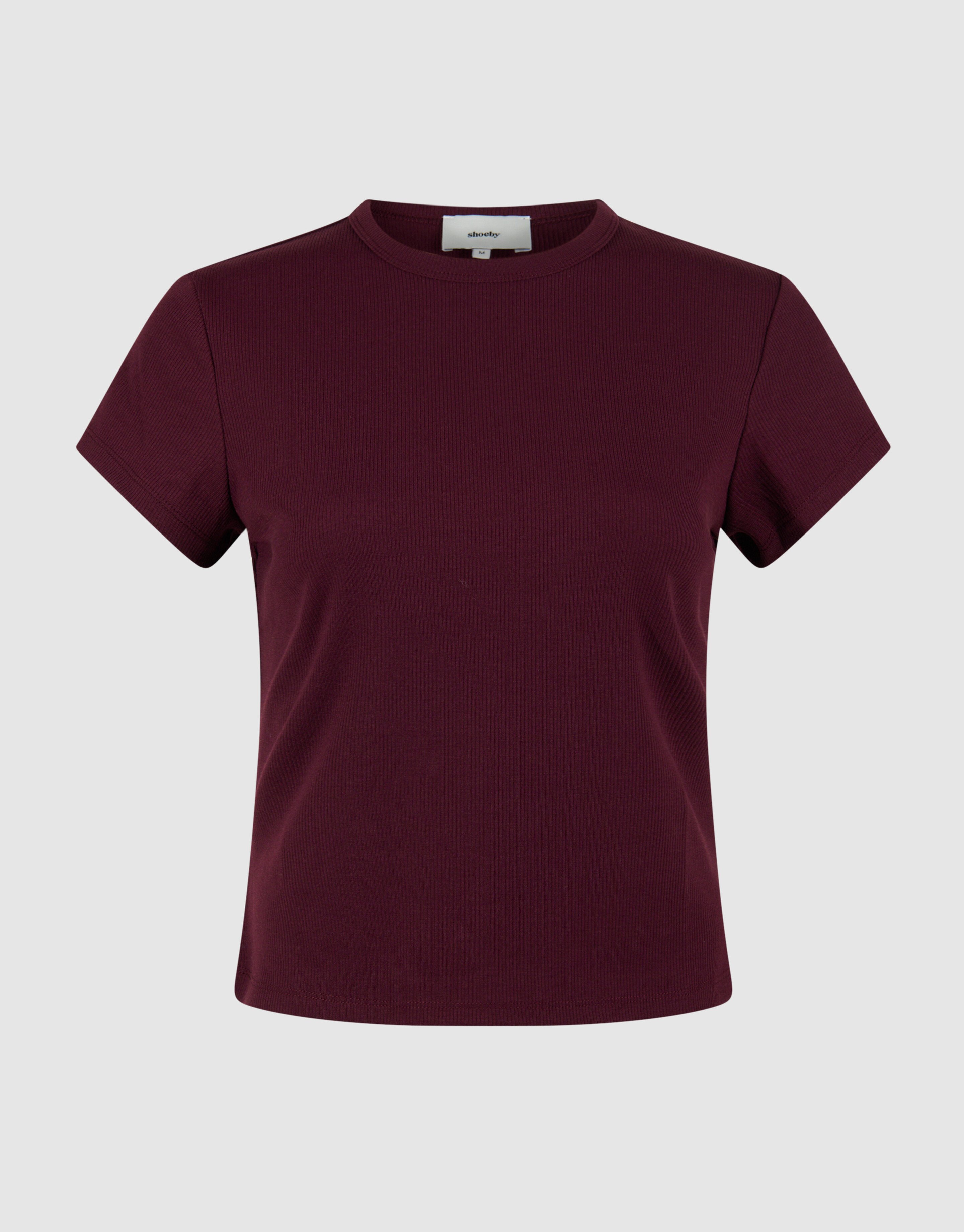 Rib T-shirt Donkerrood SHOEBY WOMEN