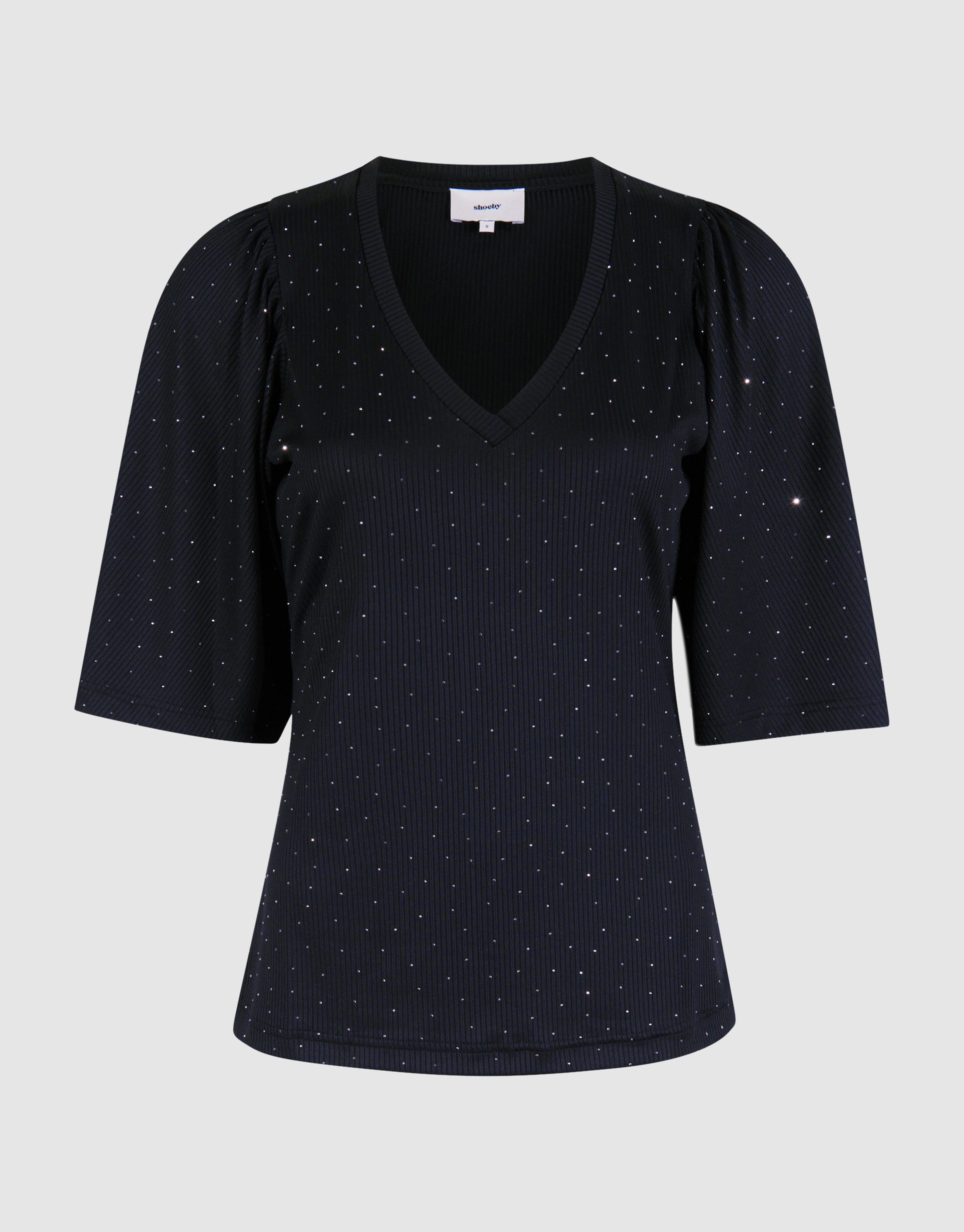 Strass Ruffle Top Zwart SHOEBY WOMEN