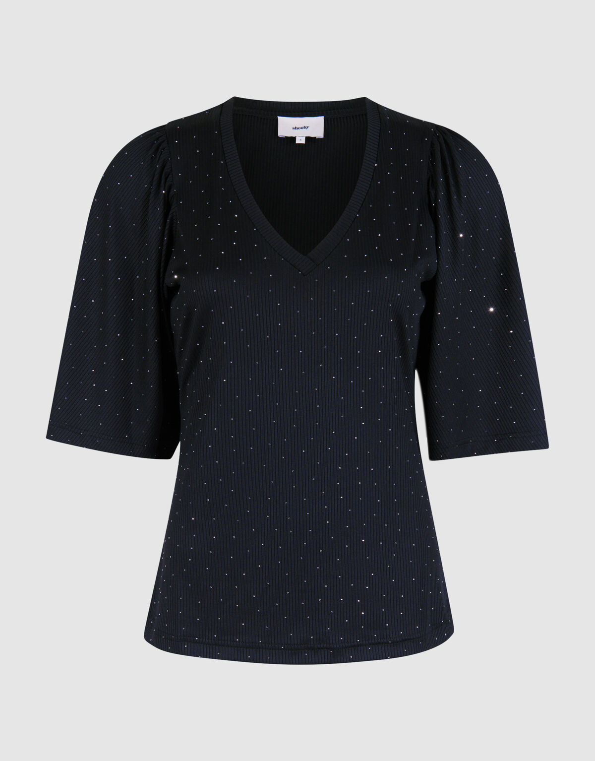 Strass Ruffle Top Zwart SHOEBY WOMEN
