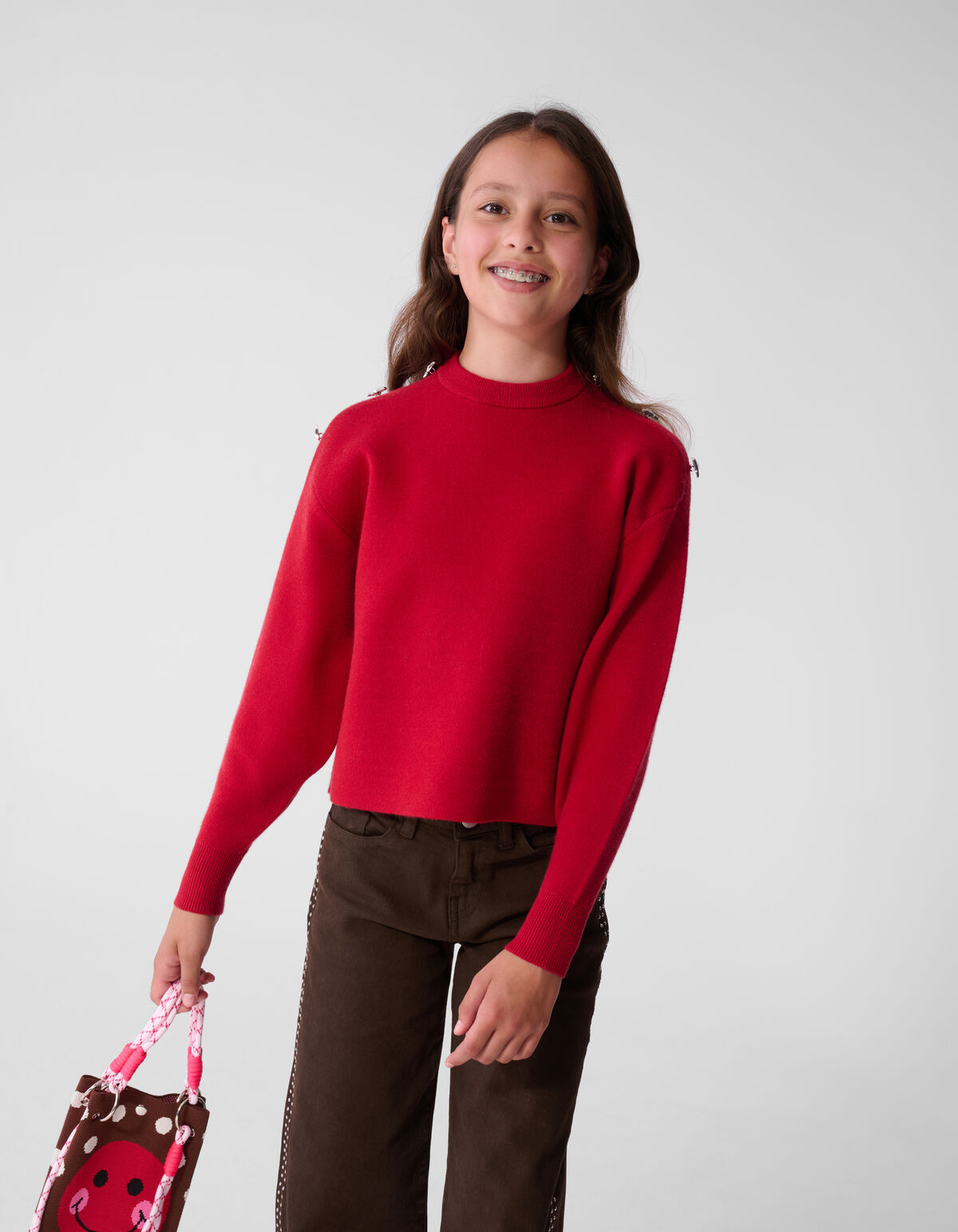 Fancy Button Trui Rood SHOEBY GIRLS