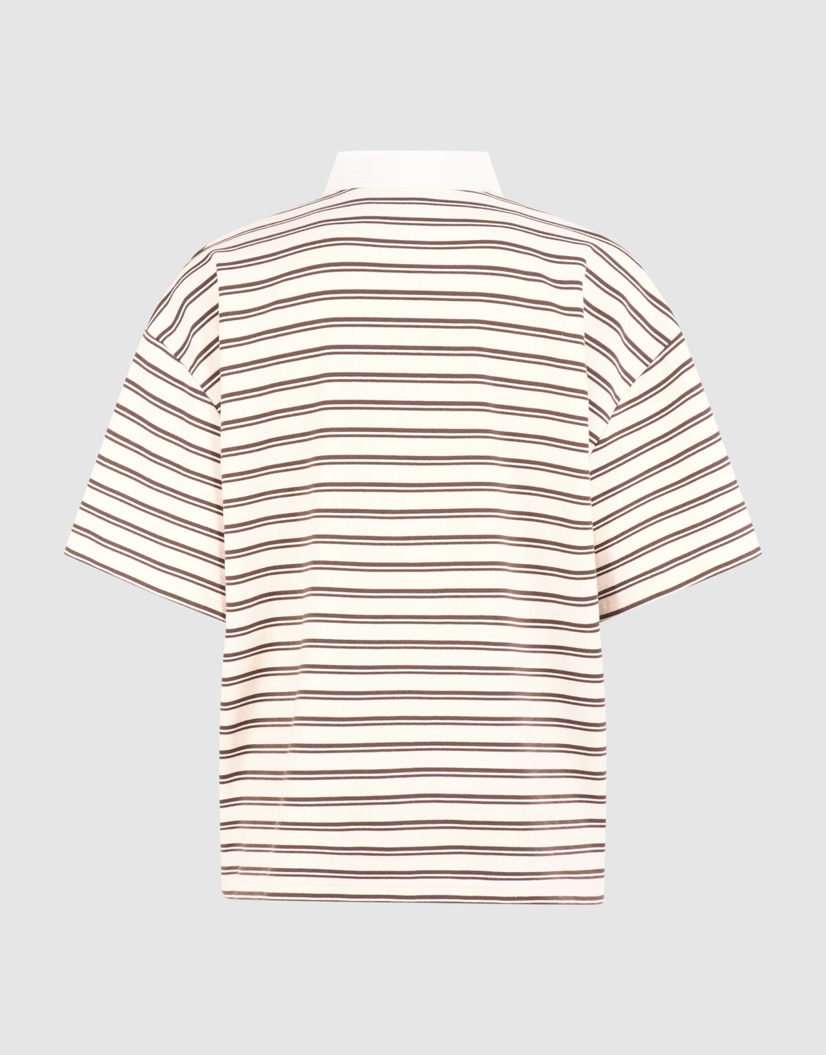 Oversized Stripe Short Sleeve Polo Bruin SHOEBY WOMEN