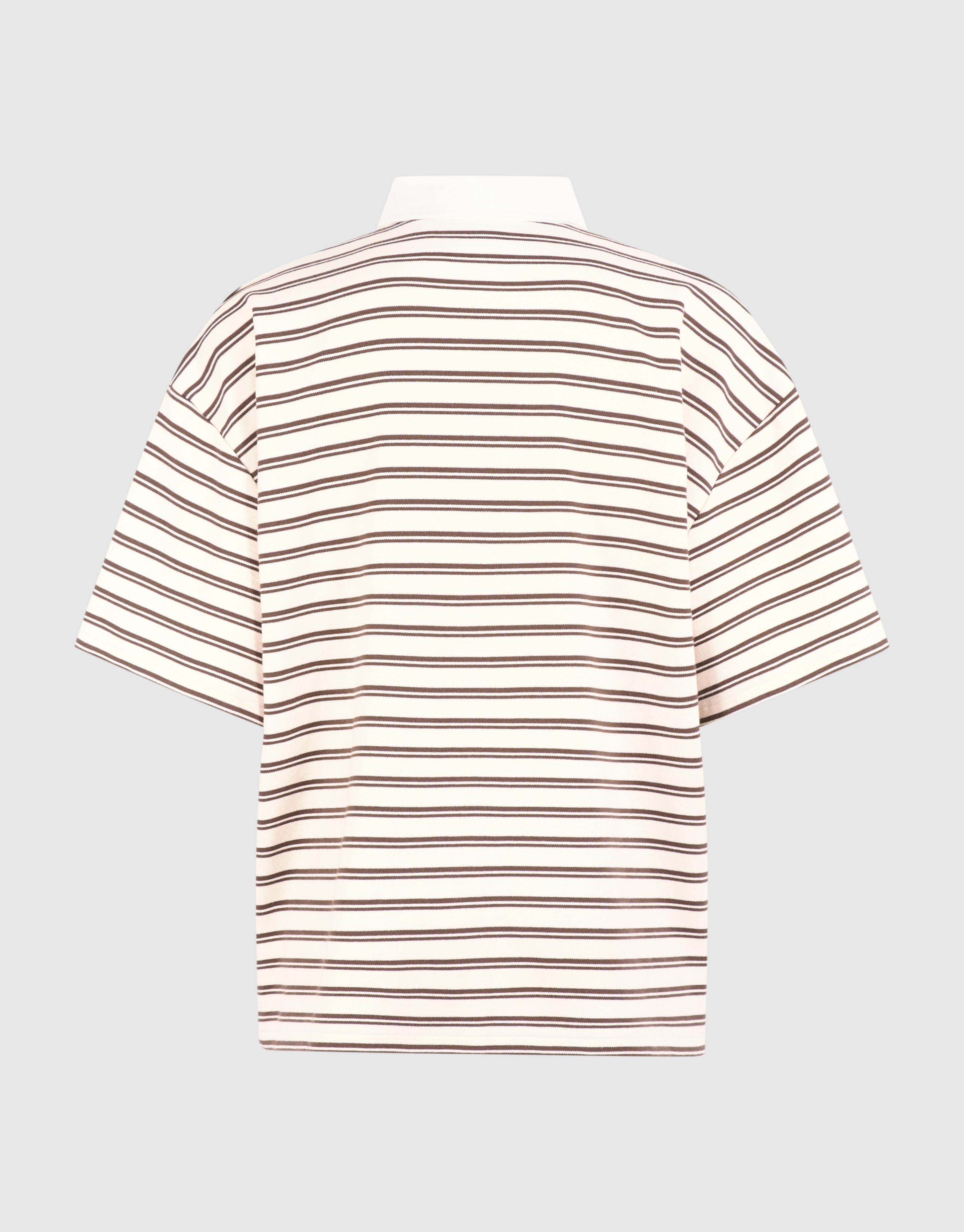 Oversized Stripe Short Sleeve Polo Bruin SHOEBY WOMEN