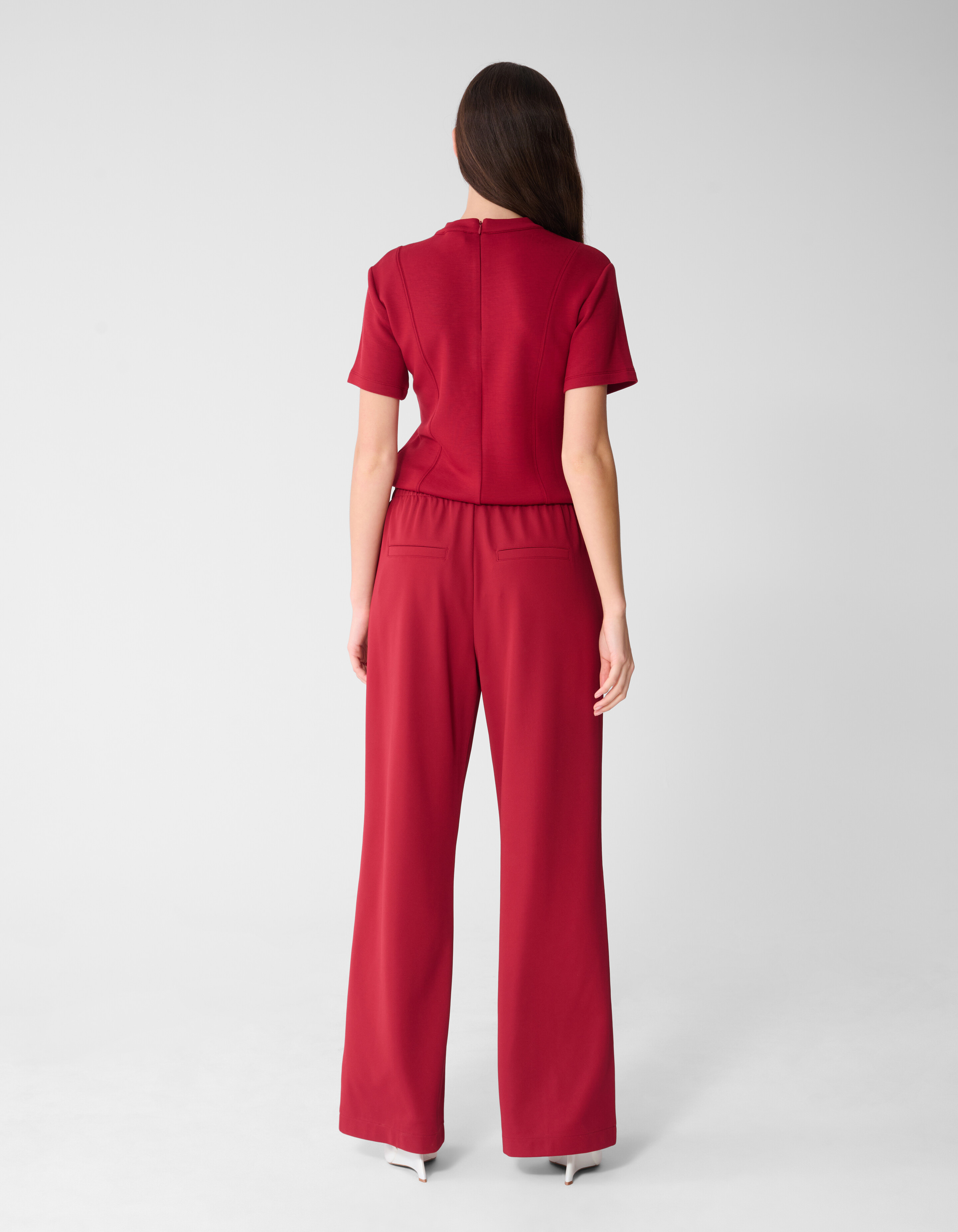 Basis Wide Leg Broek Rood SHOEBY WOMEN