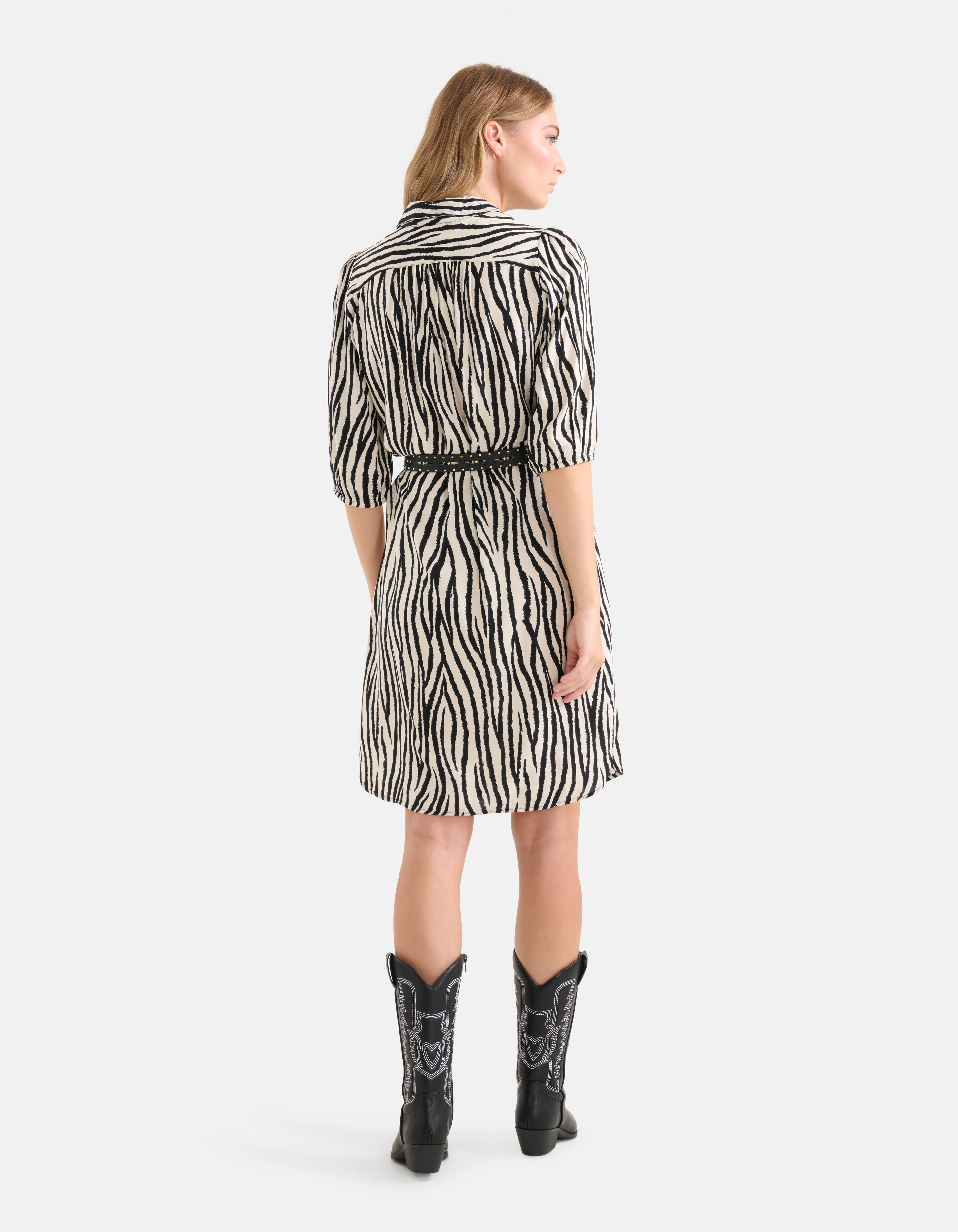 Zebra Printed Jurk Zwart/Wit SHOEBY WOMEN