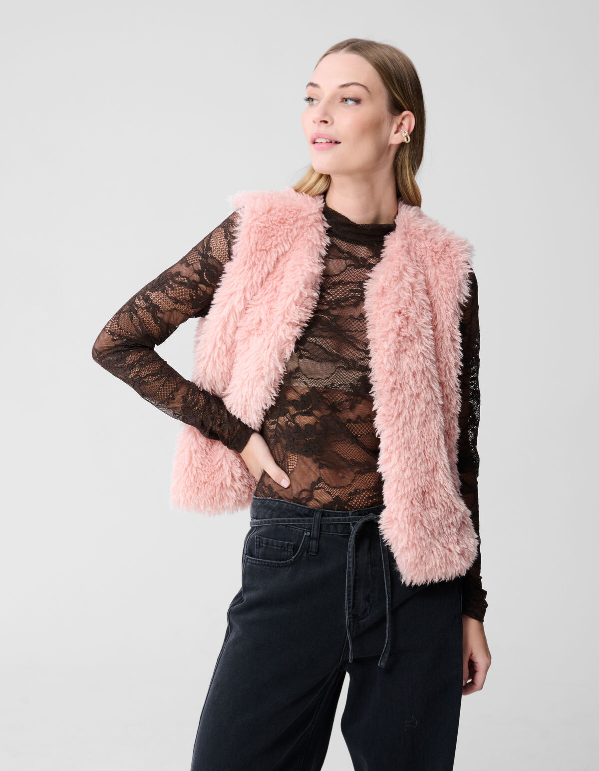 Teddy Fur Gilet Lichtroze SHOEBY WOMEN