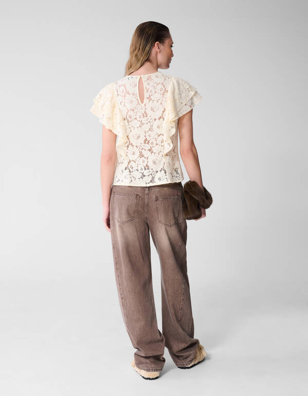 Kanten Ruffle Top Gebroken Wit SHOEBY WOMEN