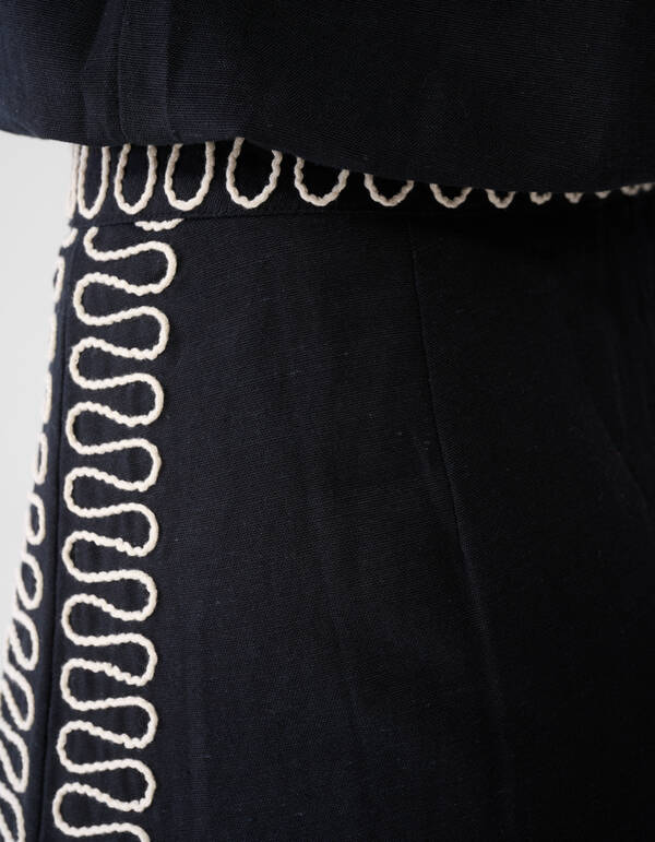 Embroidery Maxi Rok Zwart SHOEBY WOMEN