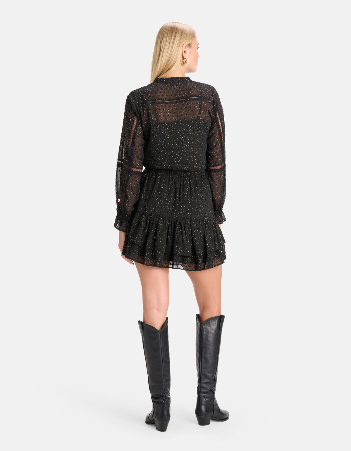 Chiffon Stippen Jurk Zwart By Nicolette SHOEBY WOMEN