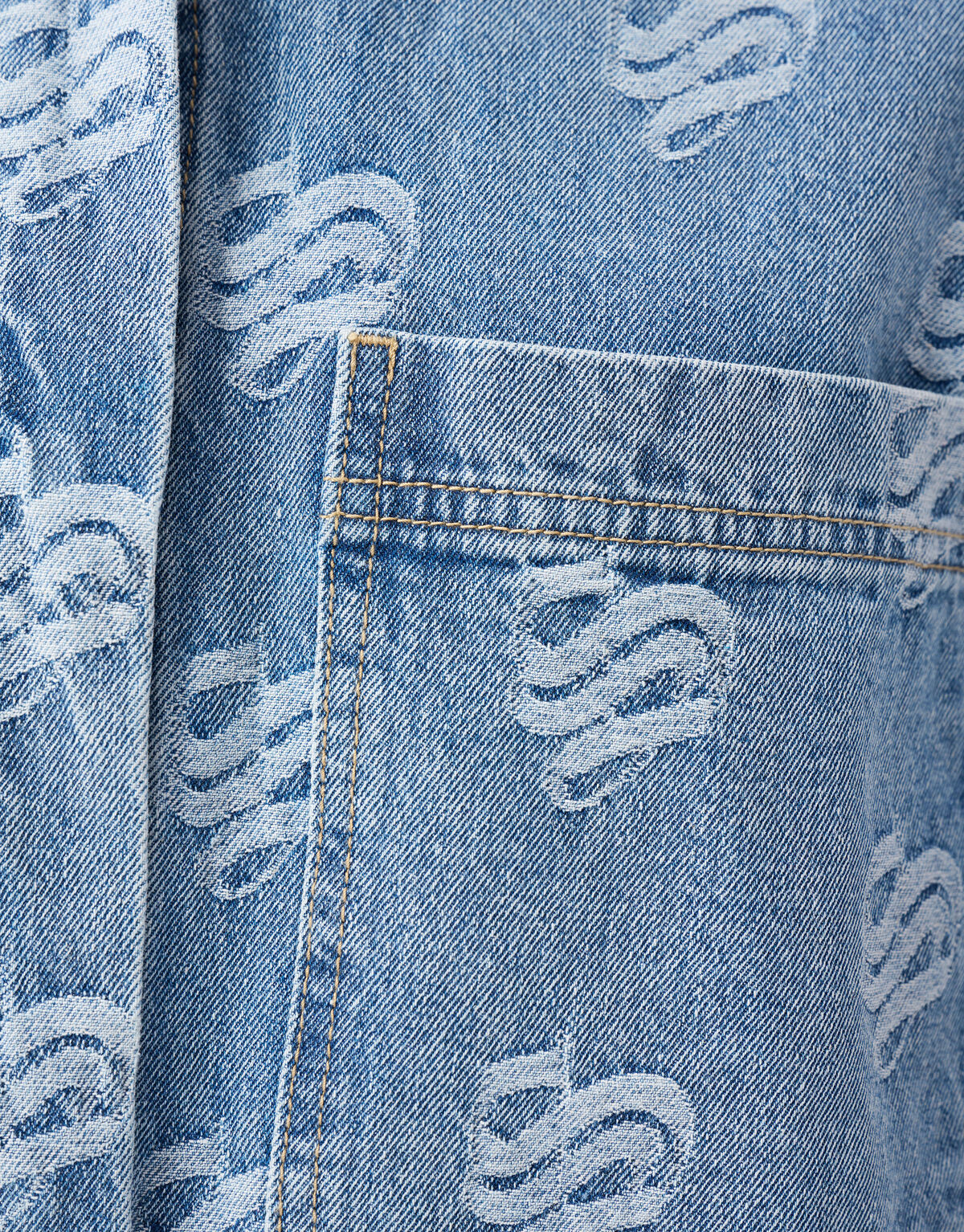 Jacquard Logo Denim Blouse Mediumstone SHOEBY WOMEN