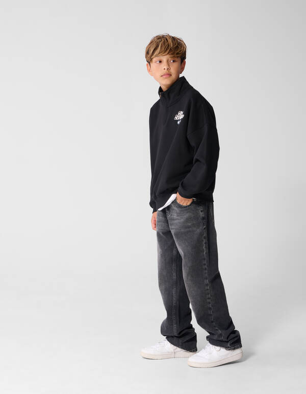 City Zip Sweater Zwart SHOEBY BOYS