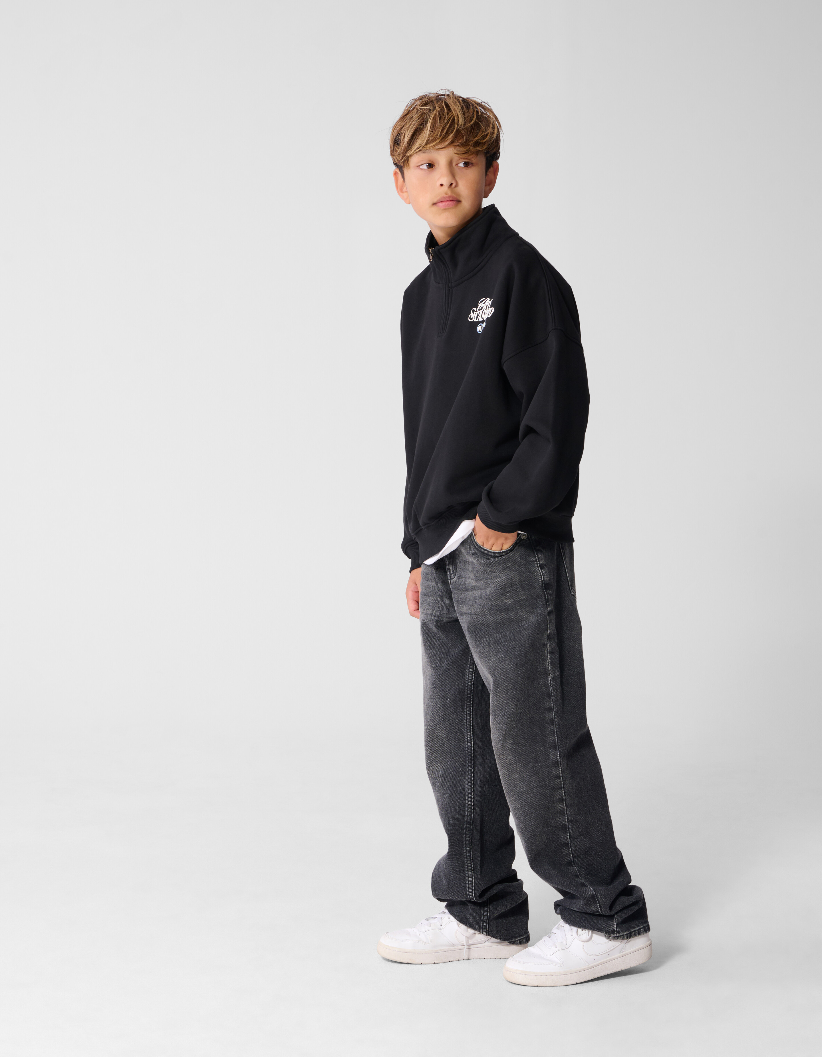 City Zip Sweater Zwart SHOEBY BOYS