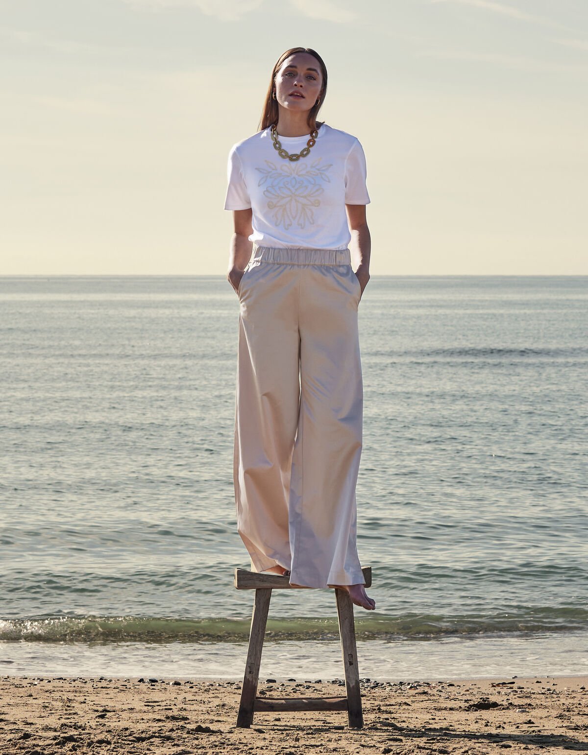 Cord Embroidery T-shirt Wit By Mieke SHOEBY WOMEN