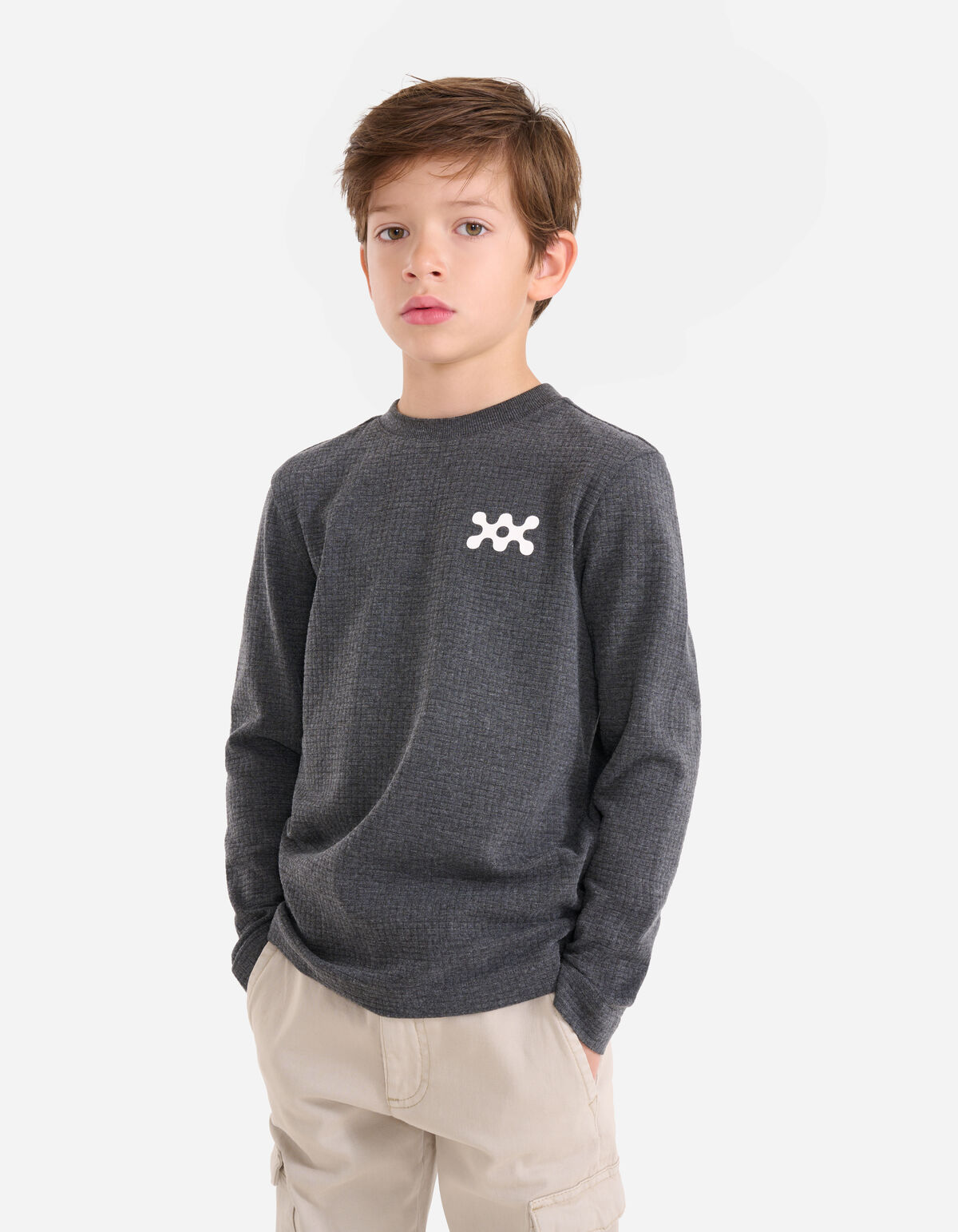 Structuur Longsleeve Donkergrijs SHOEBY BOYS
