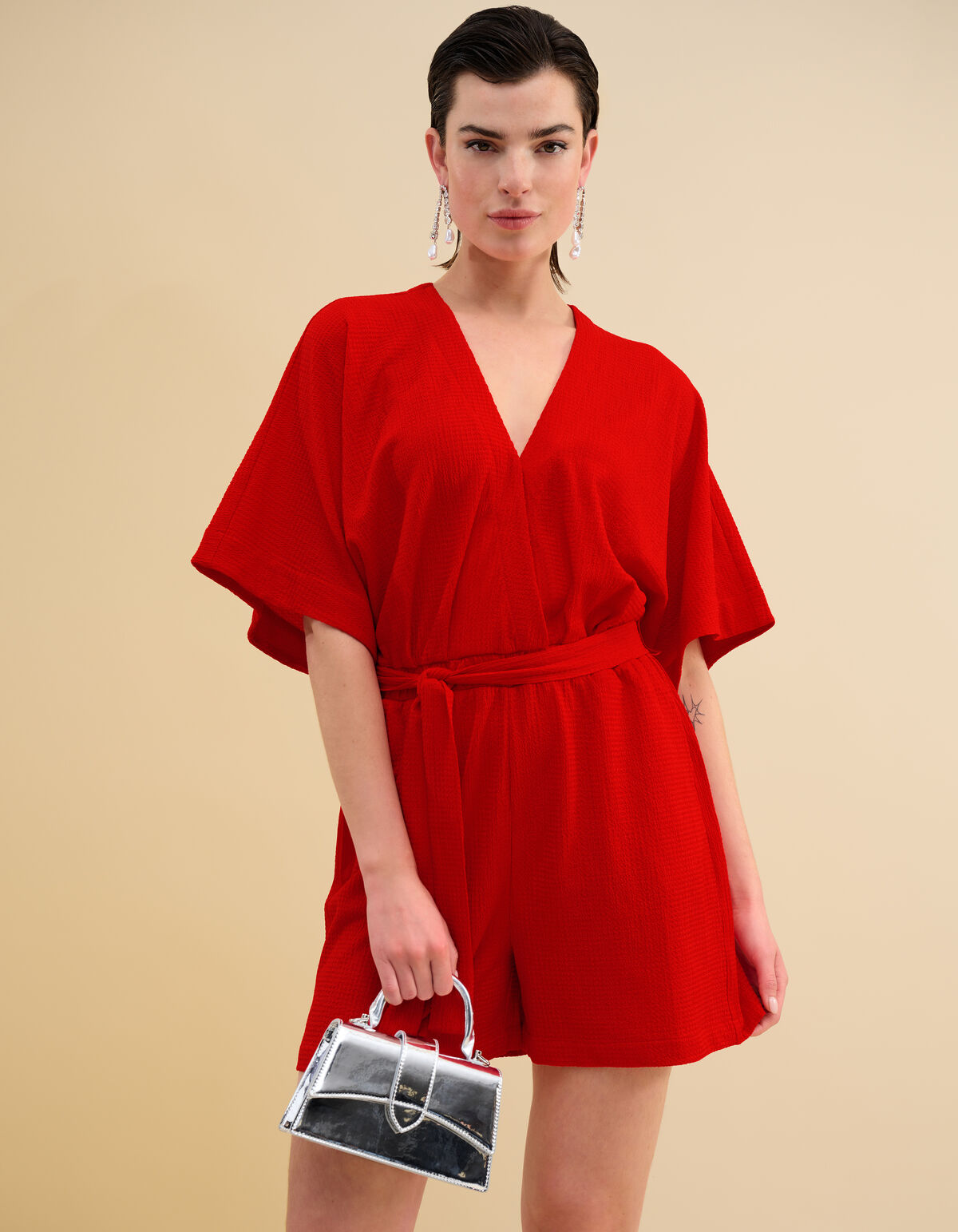 Crinkle Jumpsuit Rood SHOEBY WOMEN
