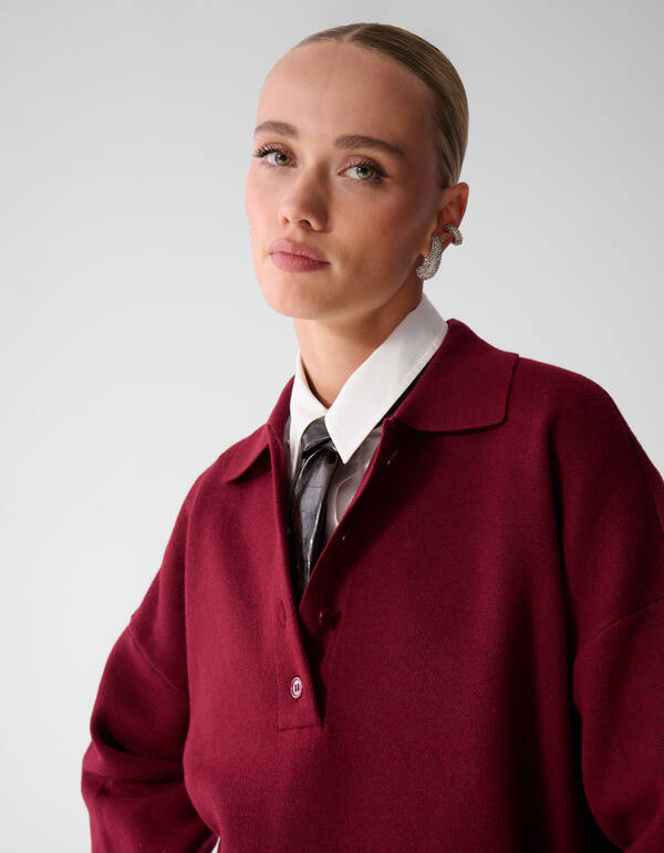 Oversized Polo Gebreide Trui Rood SHOEBY WOMEN