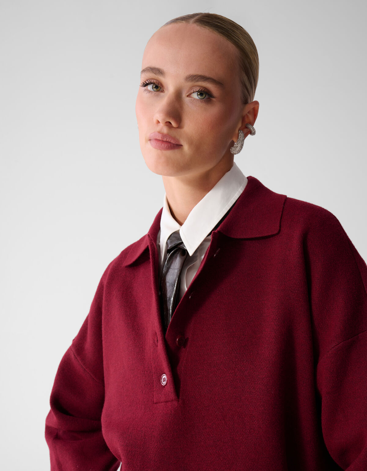 Oversized Polo Gebreide Trui Rood SHOEBY WOMEN