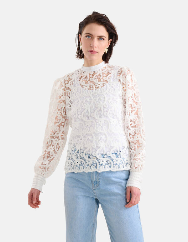 Broderie Lace Top Wit SHOEBY WOMEN