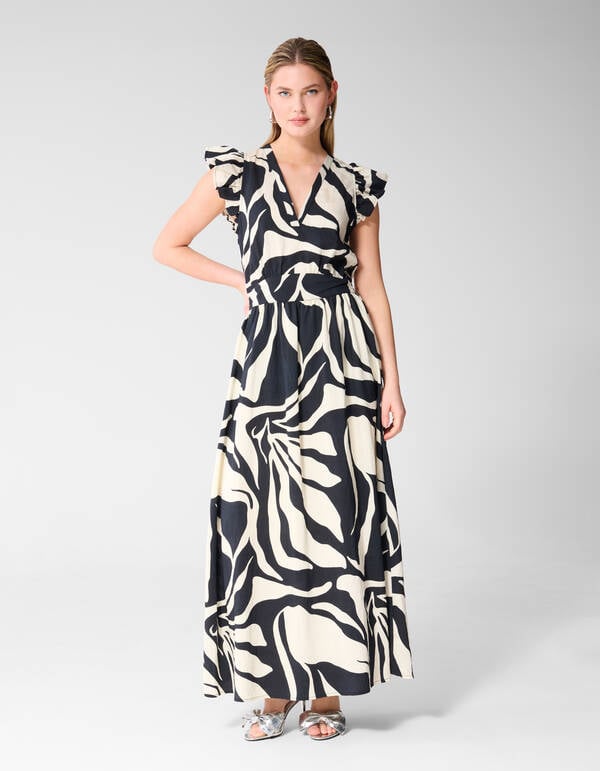 Printed Maxi Jurk Zwart SHOEBY WOMEN