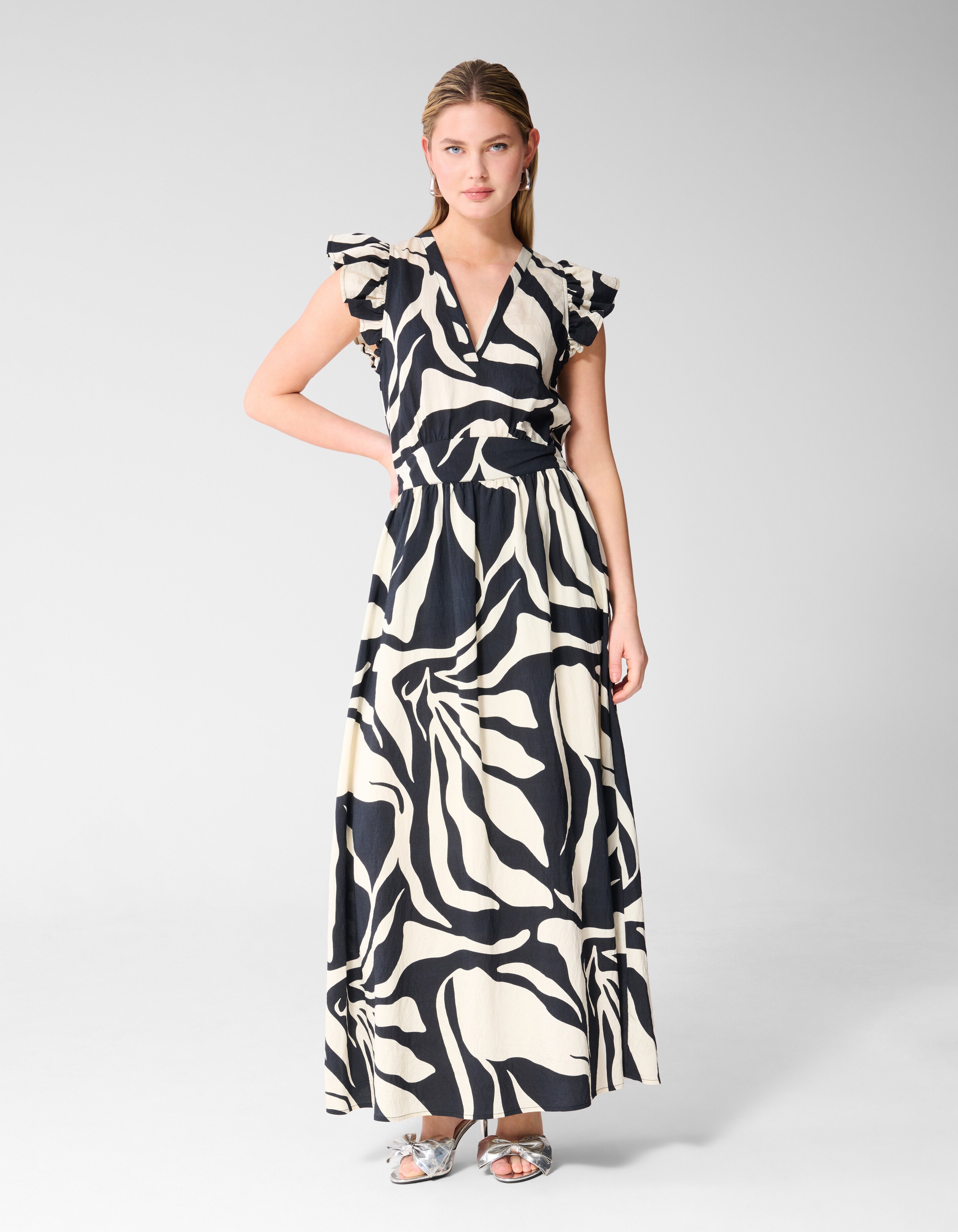 Printed Maxi Jurk Zwart SHOEBY WOMEN