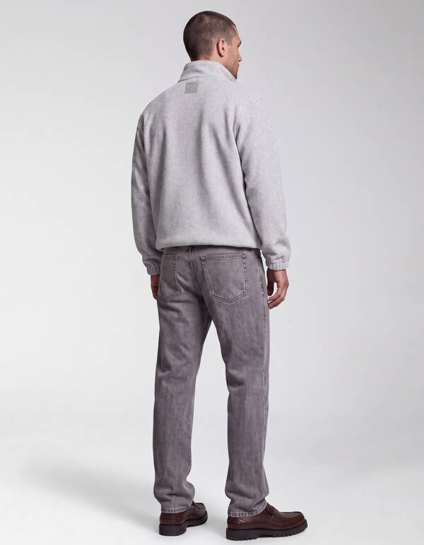 Zip High Neck Sweater Lichtgrijs SHOEBY MEN