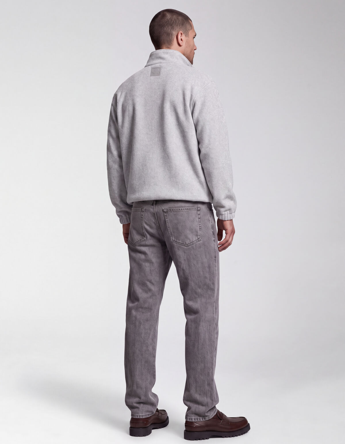 Zip High Neck Sweater Lichtgrijs SHOEBY MEN