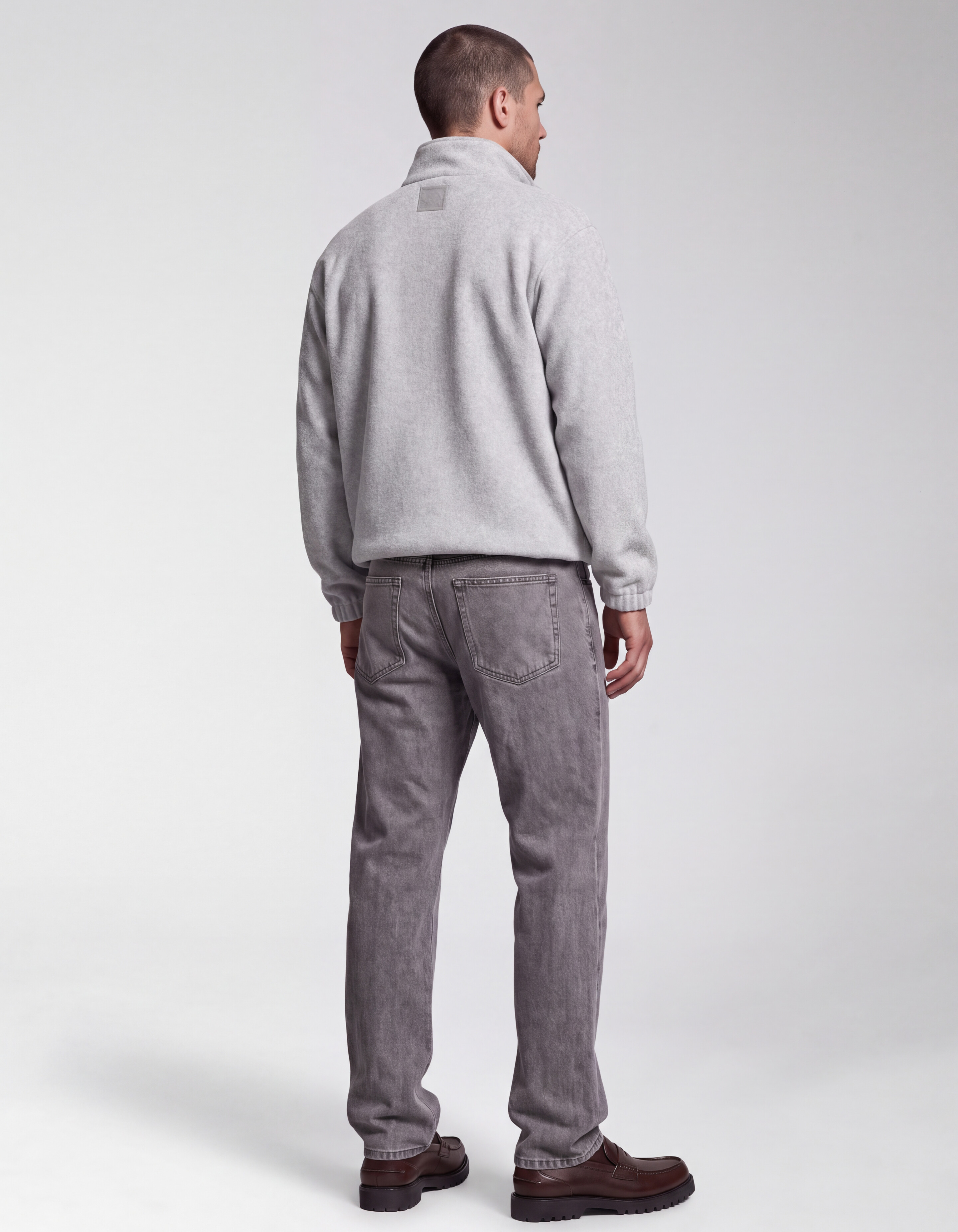 Zip High Neck Sweater Lichtgrijs SHOEBY MEN