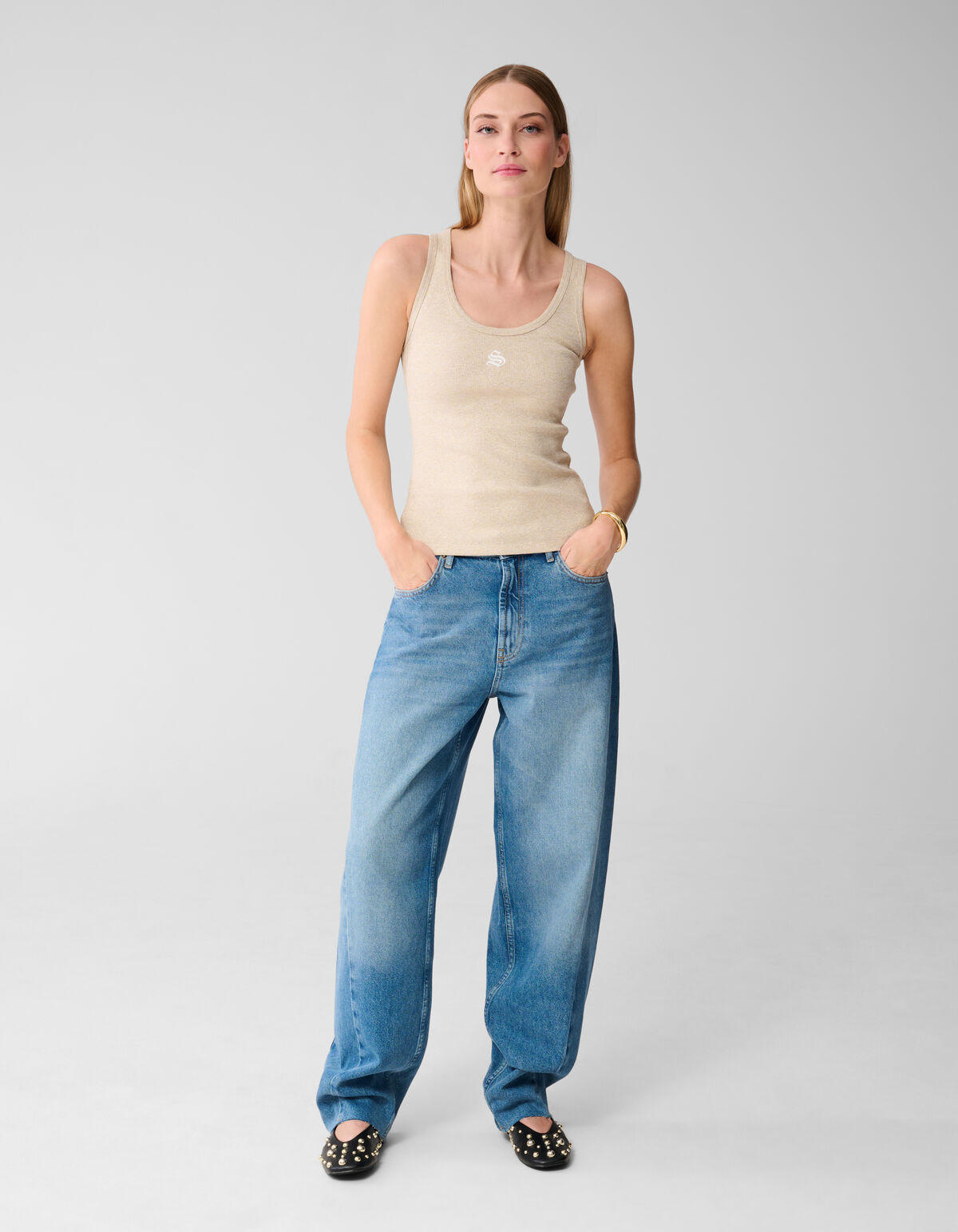 Lurex Shoeby Logo Tanktop Goud SHOEBY WOMEN