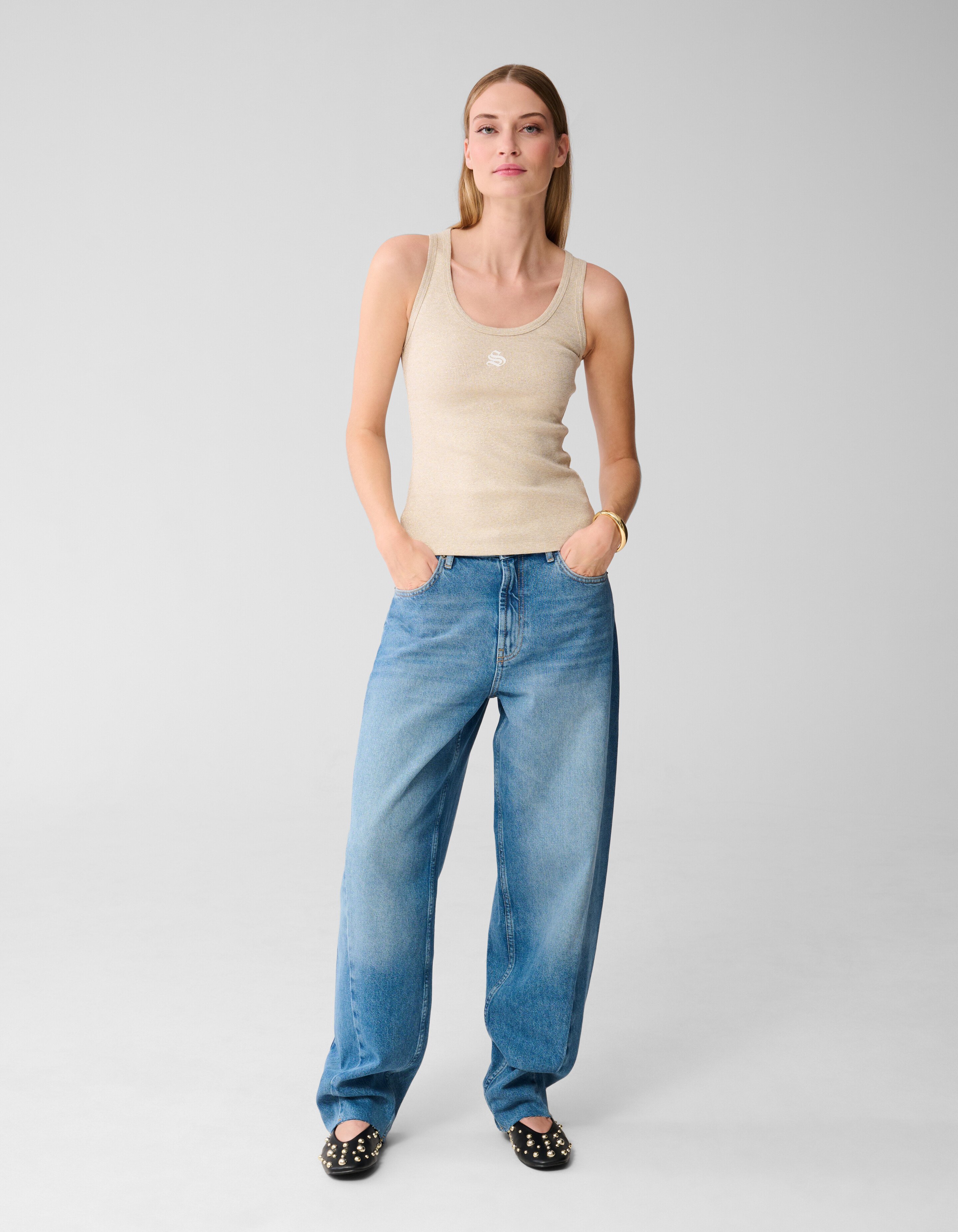 Lurex Shoeby Logo Tanktop Goud SHOEBY WOMEN