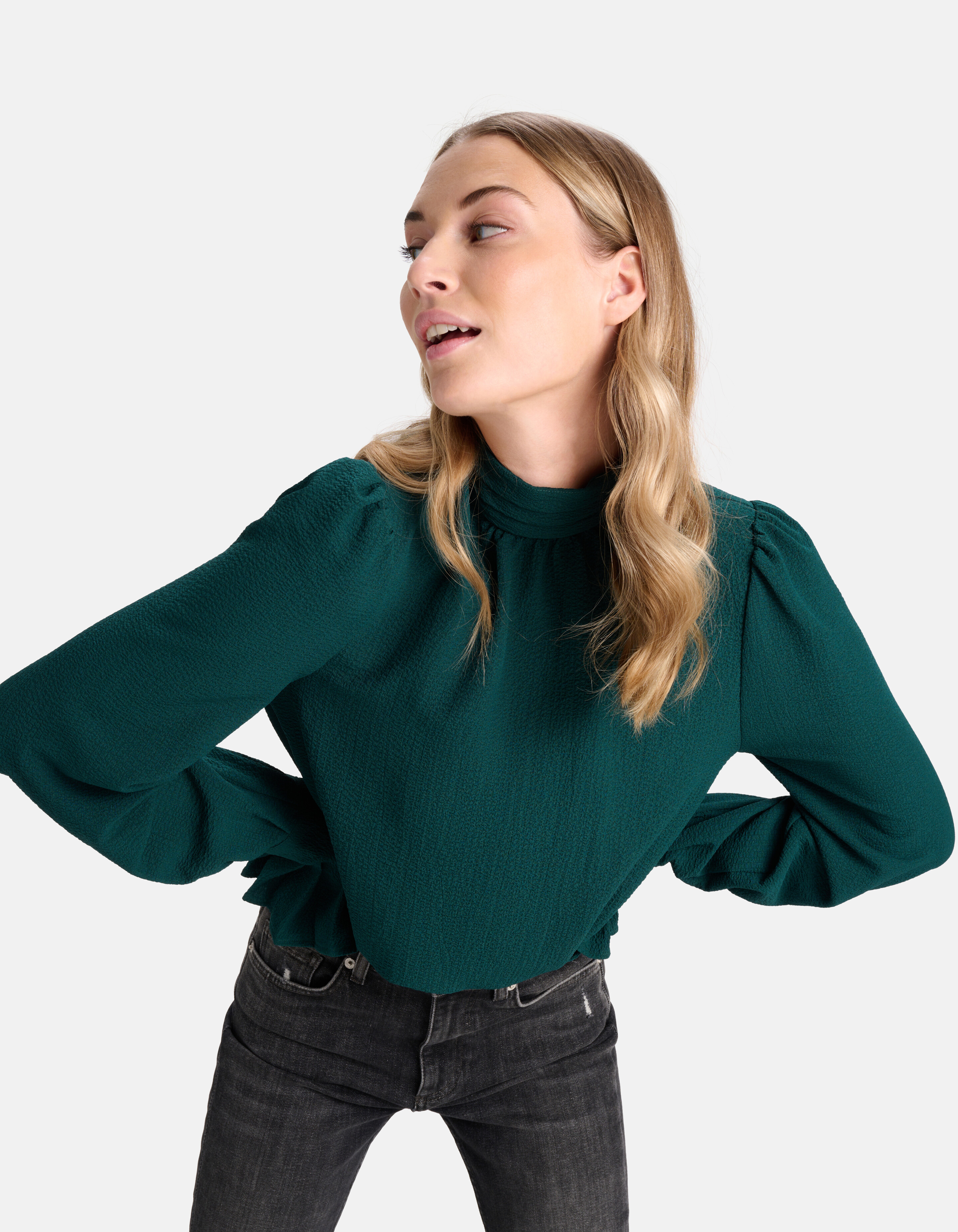 Volumineuze Mouwen Blouse Groen SHOEBY WOMEN