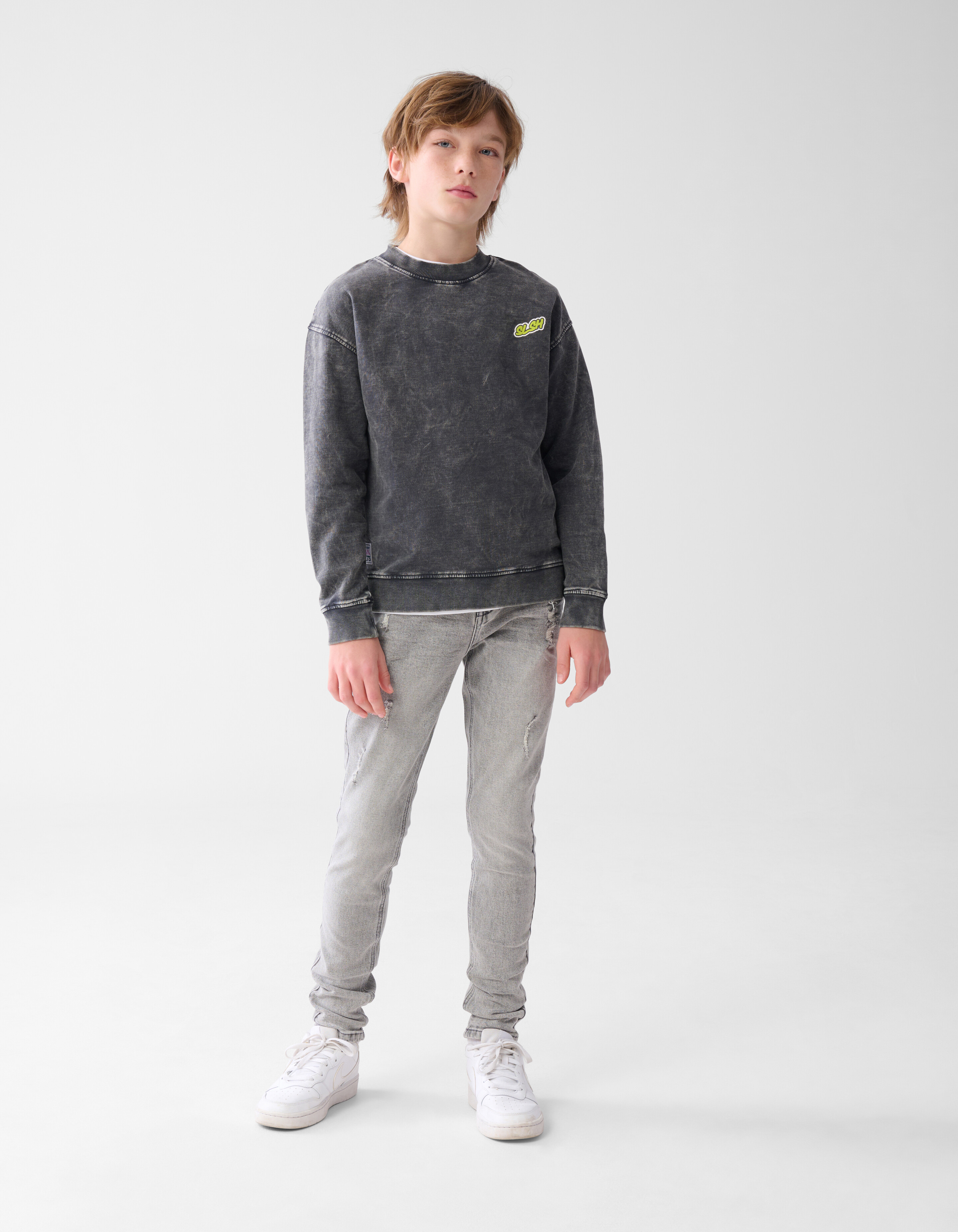Washed Artwork Sweater Grijs SHOEBY BOYS