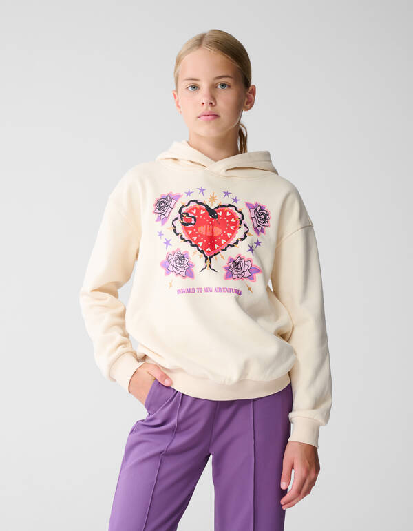 Vida Artwork Hoodie Gebroken Wit SHOEBY GIRLS