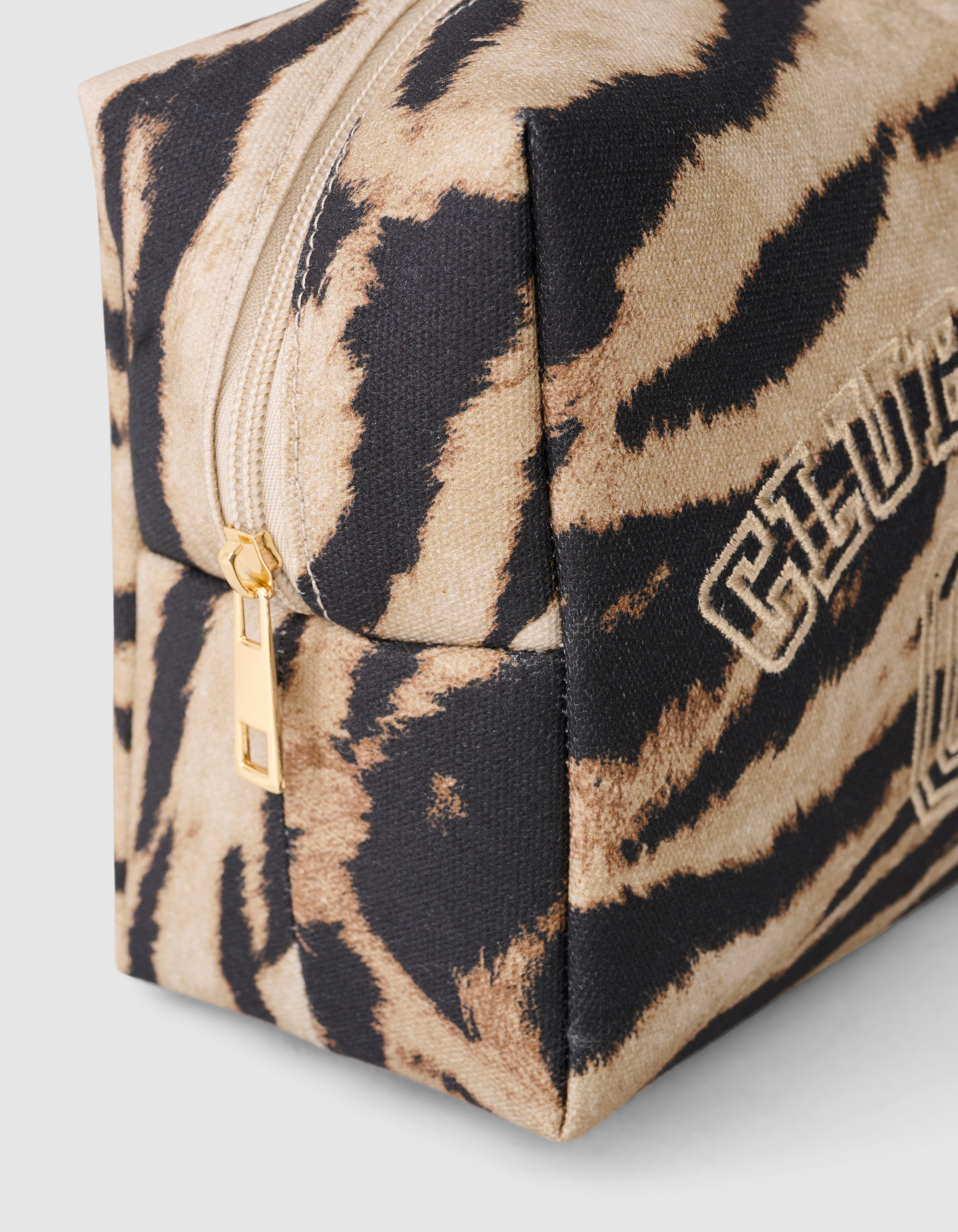 Tijger Embroidery Make-Up Tas Bruin SHOEBY ACCESSOIRES