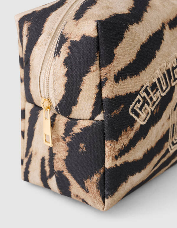 Tijger Embroidery Make-Up Tas Bruin SHOEBY ACCESSOIRES