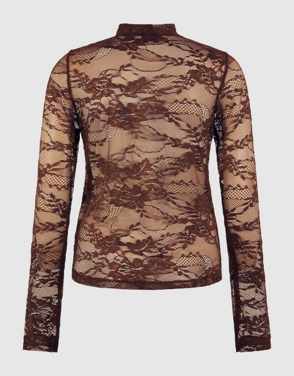 Flower Kanten Top Bruin SHOEBY WOMEN