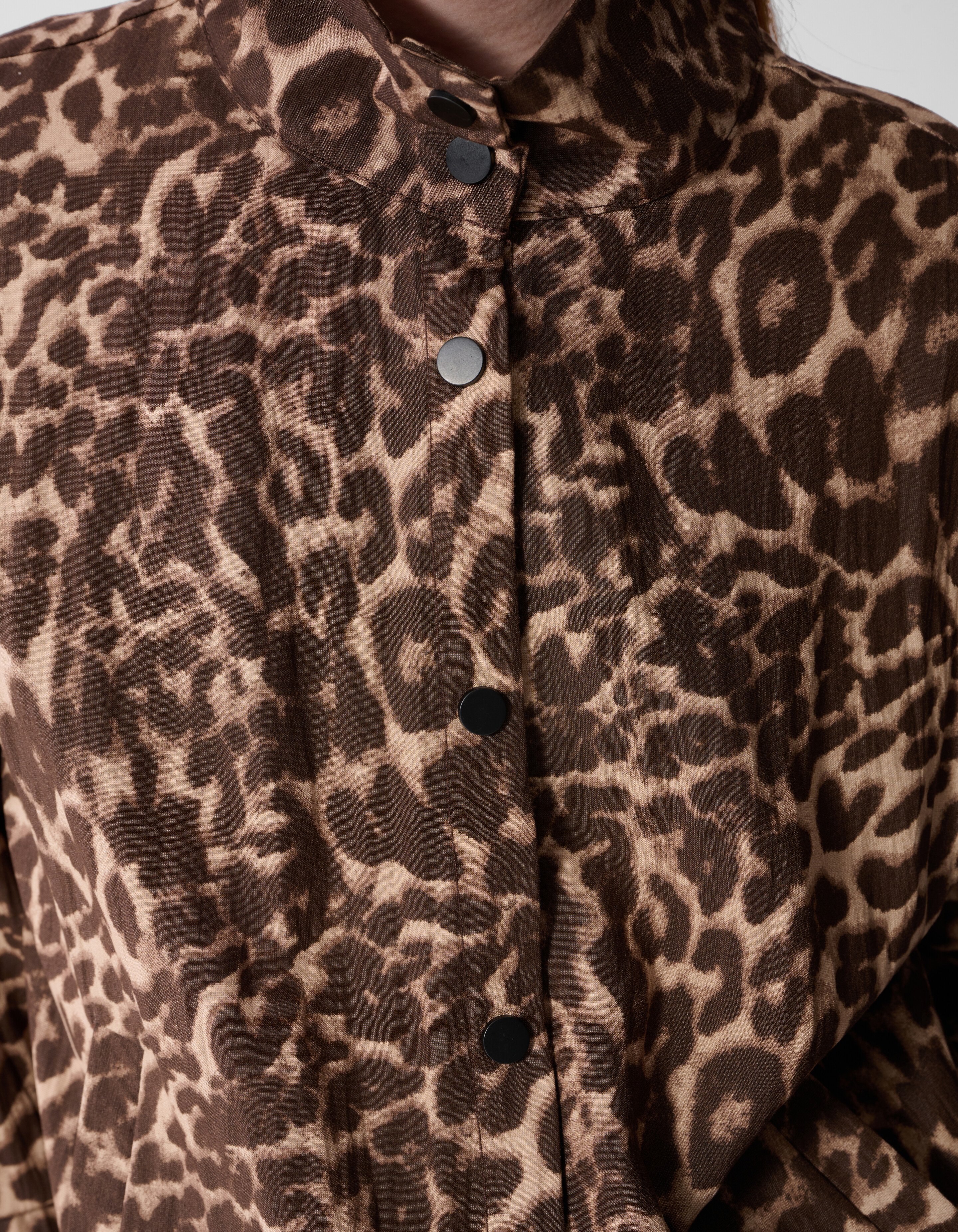 Leopard Funnel Neck Blouse Bruin SHOEBY GIRLS
