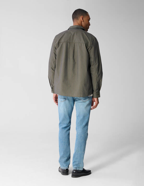 Relaxed Fit Gestreept Overhemd Donkerbruin SHOEBY MEN