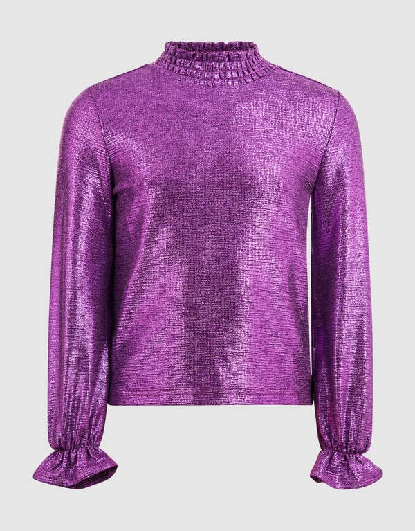 Metallic Longsleeve Top Zwart Roze/Paars SHOEBY GIRLS