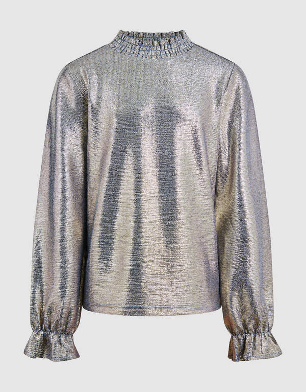 Metallic Longsleeve Top Blauw/Zilver SHOEBY GIRLS