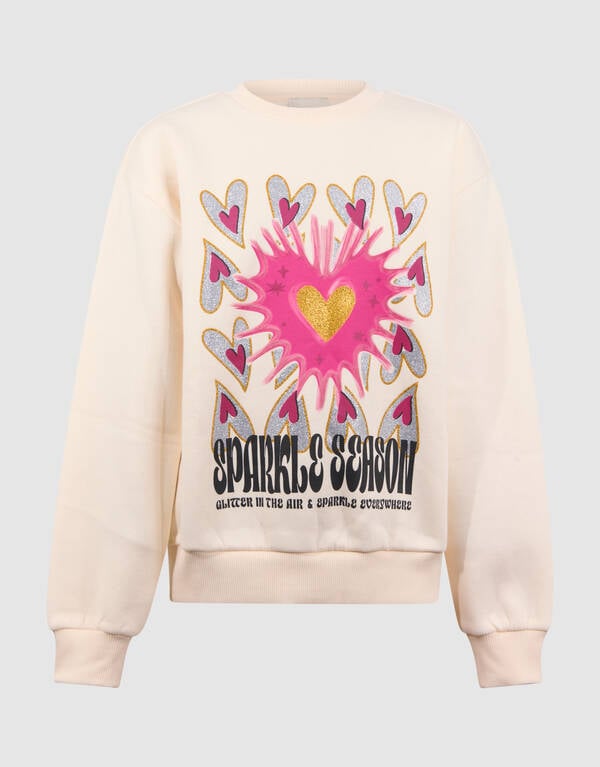 Sparkle Artwork Sweater Gebroken Wit SHOEBY GIRLS