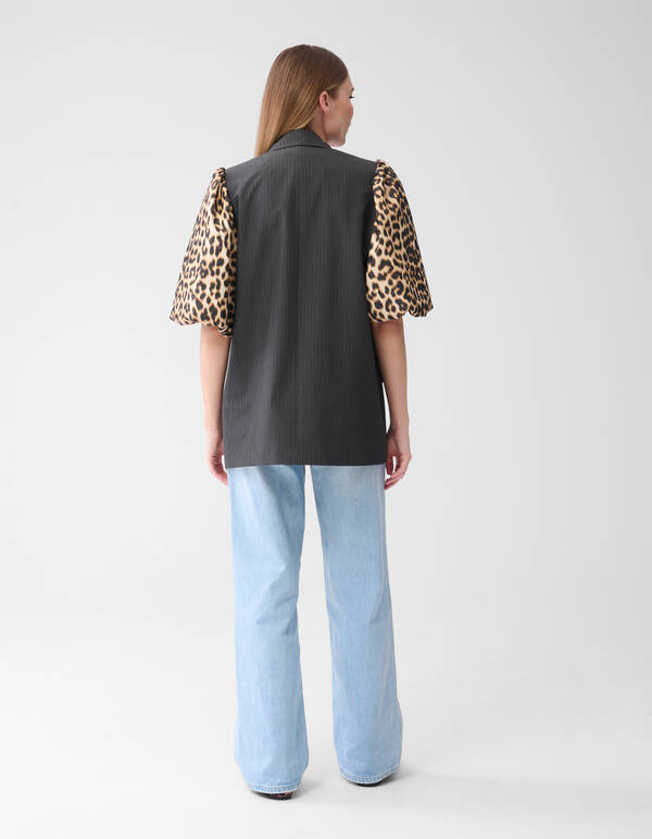 Leopard Sleeve Blazer Zwart SHOEBY WOMEN