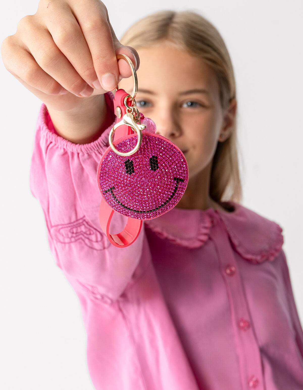 Strass Smile Sleutelhanger Roze ACCESSOIRES SHOEBY